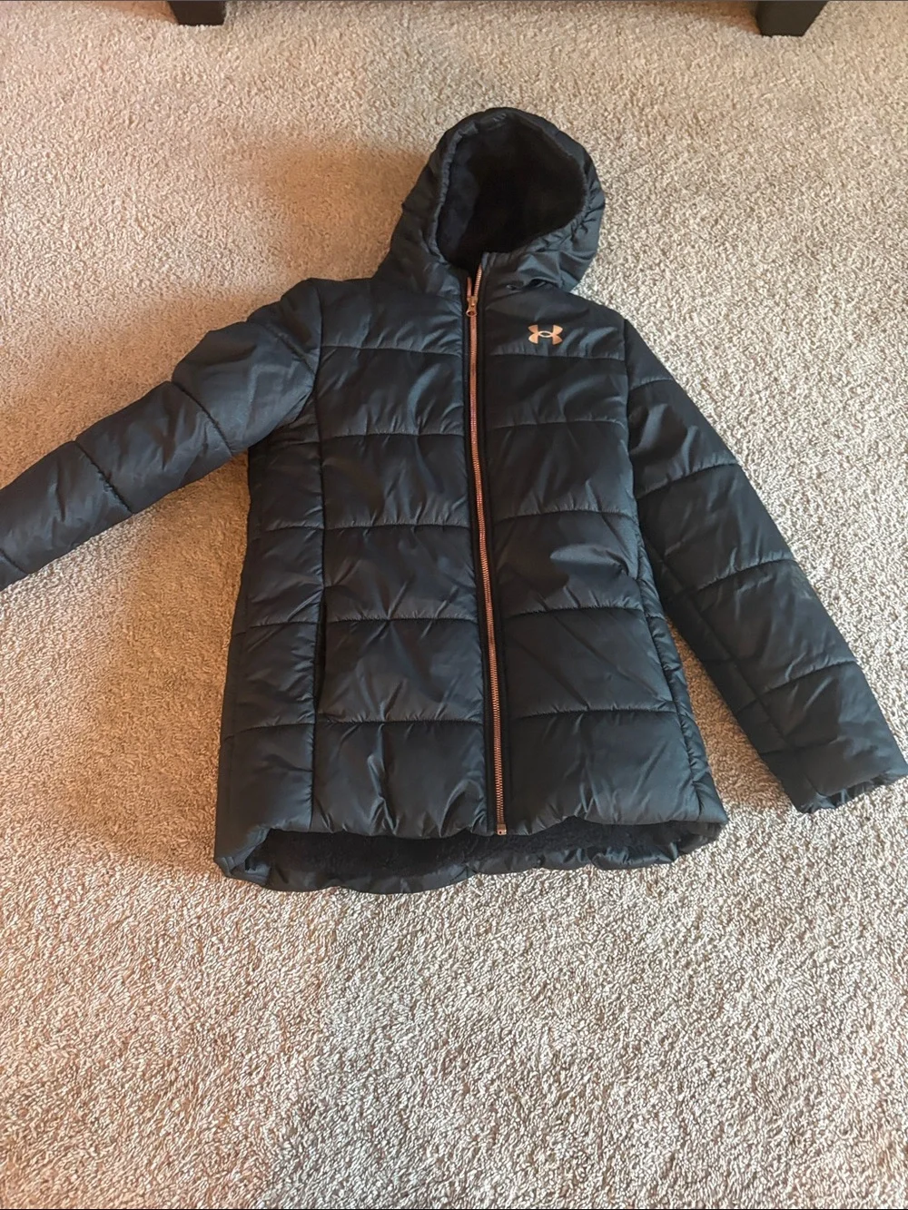 Under Armour Black Quilted Hooded Puffer Jacket